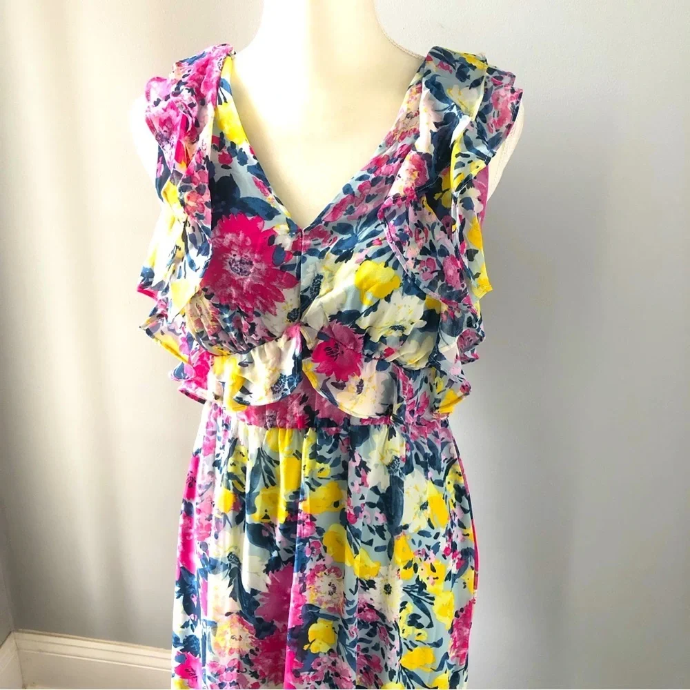 LC Lauren Conrad Floral Dress Multicolor Pastel NWT - Picture 2 of 7